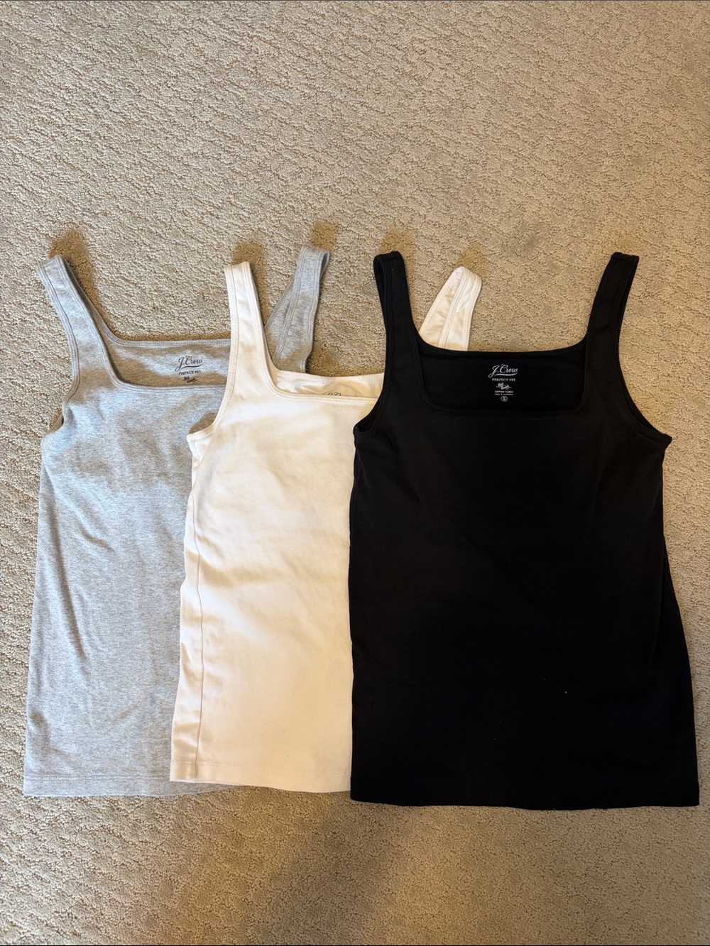 J. Crew Tank Tops — Black, White, Gray (3-Pack) built in bra Small